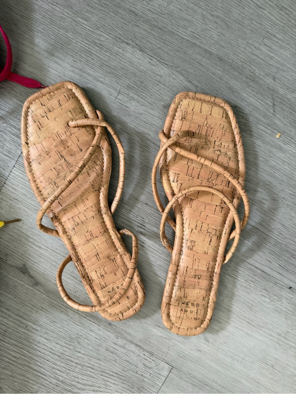 a new day Tan Cork-Effect Strappy Flat Sandals